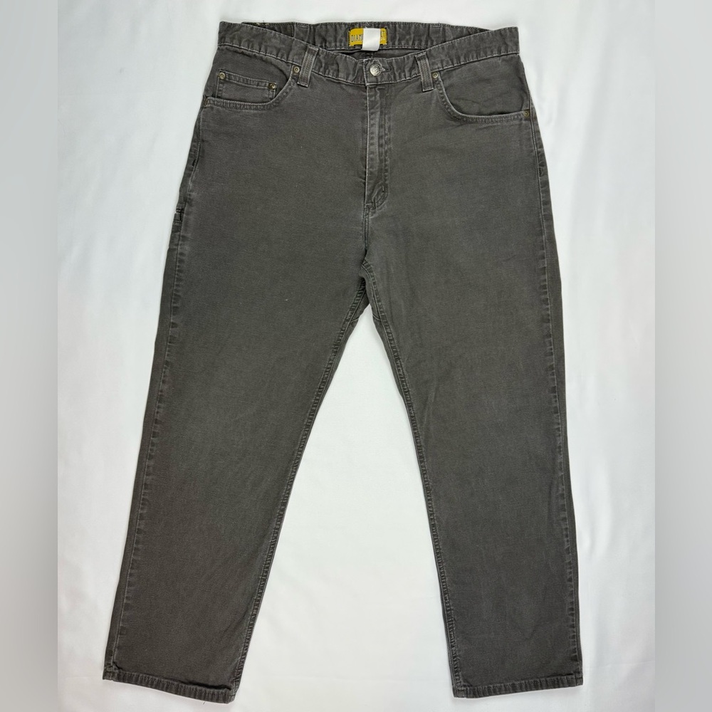 Diamond Gusset Mens Easy Fit Stretch Canvas Pants 36 x 28 Six Pocket Grey B1
